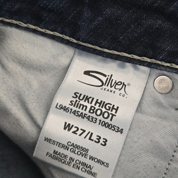Silver Suki high slim boot cut jeans 27x33 denim womens 6782 - Picture 9 of 11